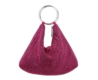 Nina Women's Glass Crystal Mesh Double Ring Handle Pouch Bag