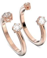 Swarovski Rose Gold-Tone 2-Pc. Set Constella Crystal Open Rings