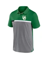 Men's Fanatics Green and Heathered Gray Oregon Ducks Split Block Color Polo Shirt