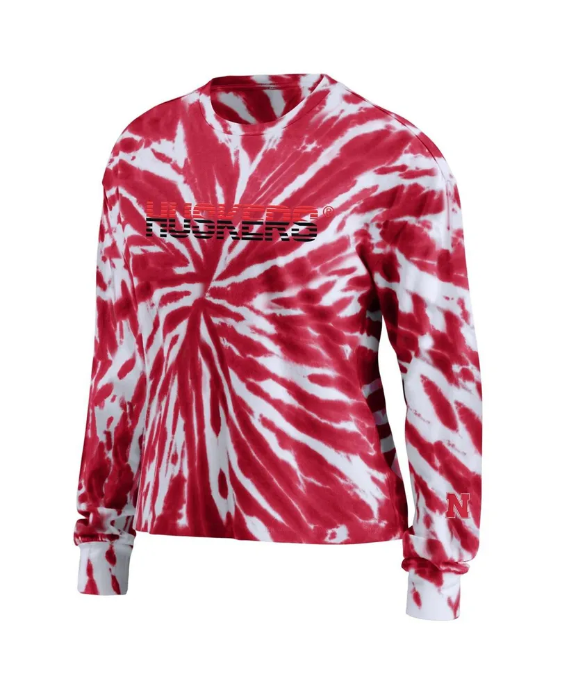 Women's Wear by Erin Andrews Scarlet Nebraska Huskers Tie-Dye Long Sleeve T-shirt