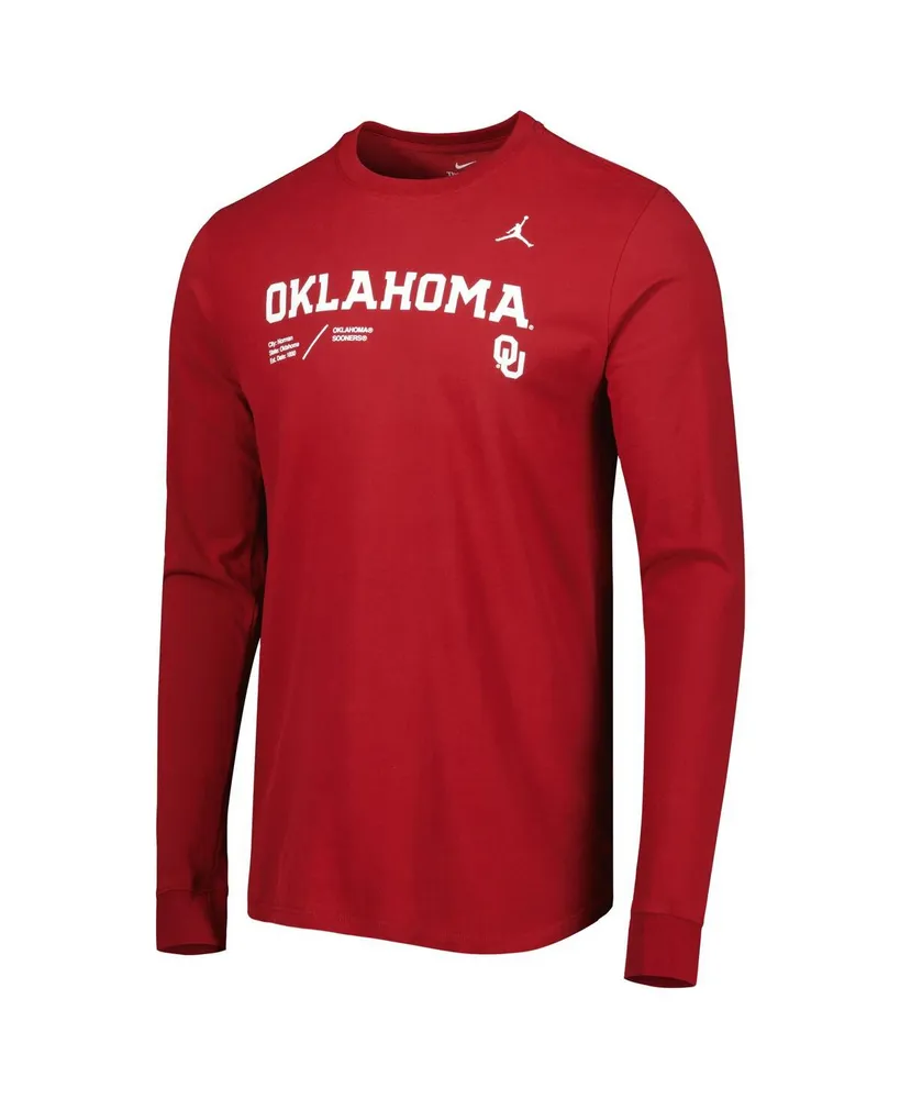Men's Jordan Crimson Oklahoma Sooners Team Practice Performance Long Sleeve T-shirt