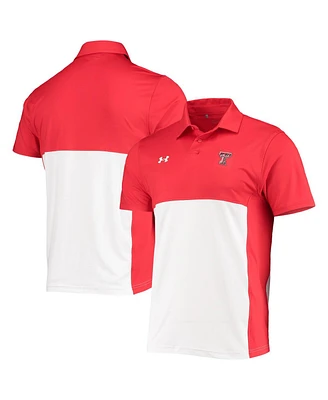 Men's Under Armour Red, White Texas Tech Red Raiders 2022 Blocked Coaches Performance Polo Shirt