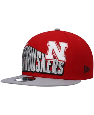 Men's New Era Scarlet Nebraska Huskers Two-Tone Vintage-Like Wave 9FIFTY Snapback Hat