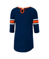 Toddler Girls Colosseum Heathered Navy Auburn Tigers Poppin Sleeve Stripe Dress