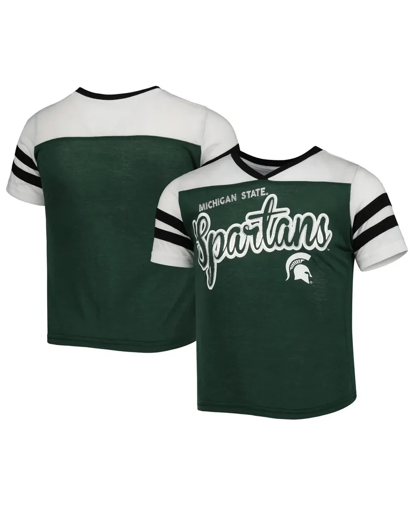 Big Girls Colosseum Green Michigan State Spartans Practically Perfect Striped T-shirt