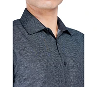 Men's Regular Fit Dot Print Wrinkle Free Performance Dress Shirt