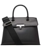 Calvin Klein Women's Becky Turnlock Convertible Satchel - Black Silver