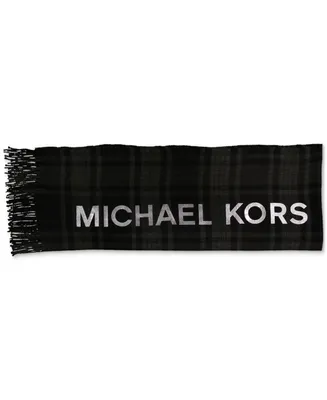 Michael Kors Women's Foil Logo Plaid Wrap Scarf