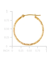 Textured Oval Hoop Earrings in 10k Gold, 1"