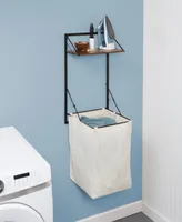 Collapsible Wall Mounted Clothes Hamper with Laundry Bag and Shelf