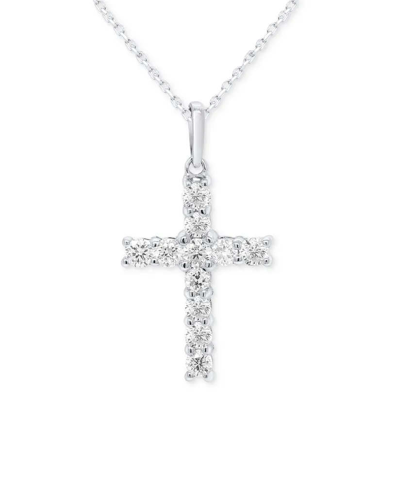 Forever Grown Diamonds Lab-Created Diamond Cross 18" Pendant Necklace (1/2 ct. t.w.) in Sterling Silver or 14K Gold-Plated Sterling Silver