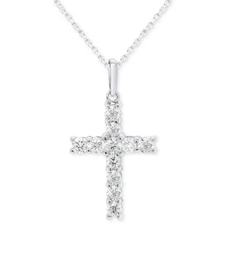 Forever Grown Diamonds Lab-Created Diamond Cross 18" Pendant Necklace (1/2 ct. t.w.) in Sterling Silver or 14K Gold-Plated Sterling Silver