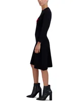 Robbie Bee Petite Crewneck Long-Sleeve Love A-Line Dress