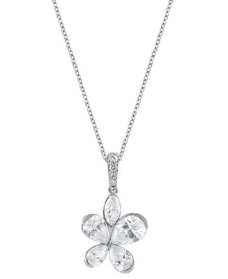 Badgley Mischka Lab Grown Diamond Pear, Marquise, & Round Flower 18" Pendant Necklace (1-3/4 ct. t.w.) in 14k White Gold