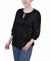 Ny Collection Women's Elbow Sleeve Satin Blouse