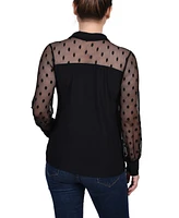 Ny Collection Women's Mesh Sleeve Top