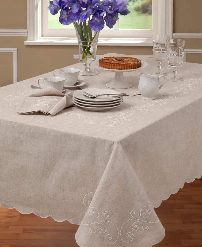 Lenox French Perle Embroidered 60" x 84" Tablecloth