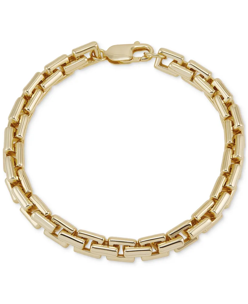 Men's Square Link Bracelet in 18k Gold-Plated Sterling Silver