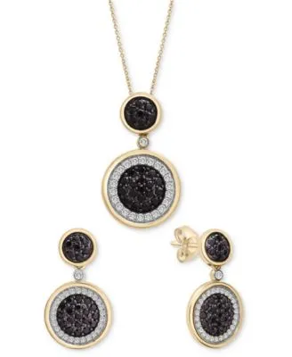 Wrapped In Love Black Diamond White Diamond Circle Cluster Jewelry Collection In 14k Gold Created For Macys