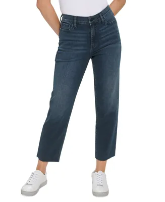 Calvin Klein Jeans Women's High-Rise Straight-Leg Raw-Hem Jeans
