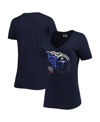 Women's New Era Navy Tennessee Titans Ink Dye Sideline V-Neck T-shirt