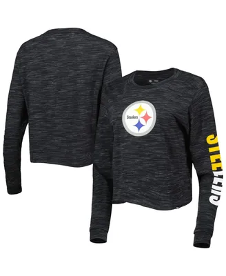 Women's New Era Black Pittsburgh Steelers Crop Long Sleeve T-shirt