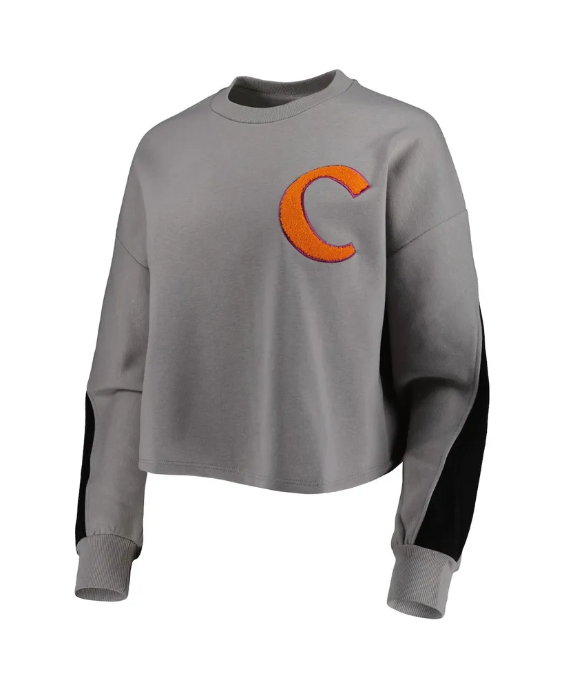 Women's Gameday Couture Gray Clemson Tigers Back To Reality Colorblock Pullover Sweatshirt
