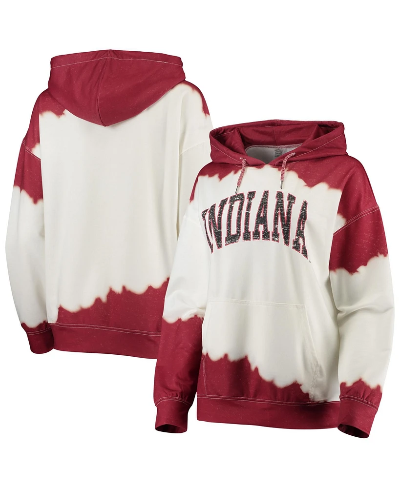 Women's Gameday Couture White, Crimson Indiana Hoosiers For the Fun Double Dip-Dyed Pullover Hoodie