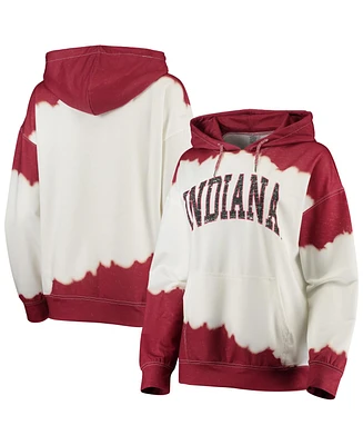 Women's Gameday Couture White, Crimson Indiana Hoosiers For the Fun Double Dip-Dyed Pullover Hoodie