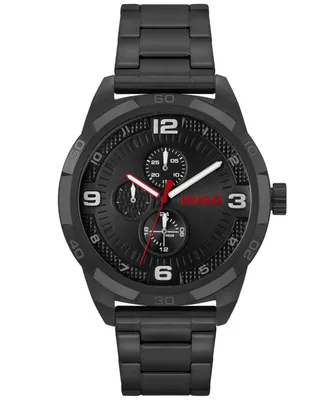 Hugo Men's Grip Black Ionic Plated Steel Bracelet Watch, 46mm