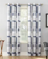 No. 918 Blockade Geometric Blocks Semi Sheer Grommet Curtain Panels