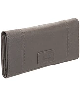 Mancini Women's Pebbled Collection Rfid Secure Trifold Wing Wallet