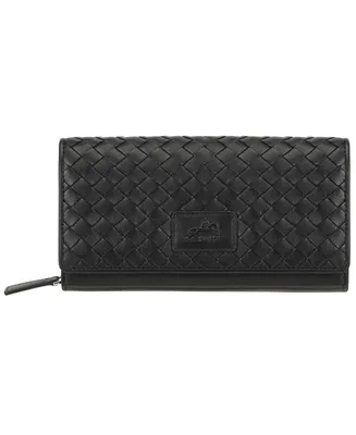 Mancini Women's Basket Weave Collection Rfid Secure Clutch Wallet