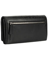 Mancini Women's Croco Collection Rfid Secure Clutch Wallet