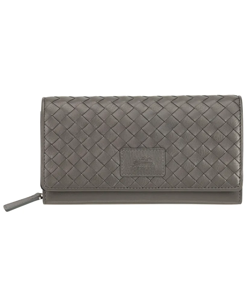 Mancini Women's Basket Weave Collection Rfid Secure Clutch Wallet