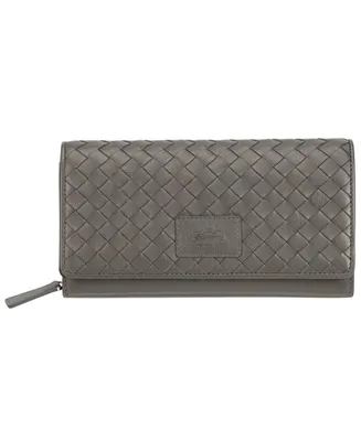 Mancini Women's Basket Weave Collection Rfid Secure Clutch Wallet