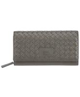 Mancini Women's Basket Weave Collection Rfid Secure Clutch Wallet