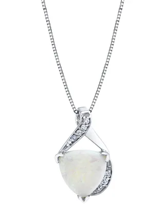 Opal (1-3/4 ct. t.w.) & Diamond (1/20 ct. t.w.) 18" Pendant Necklace in 14k White Gold