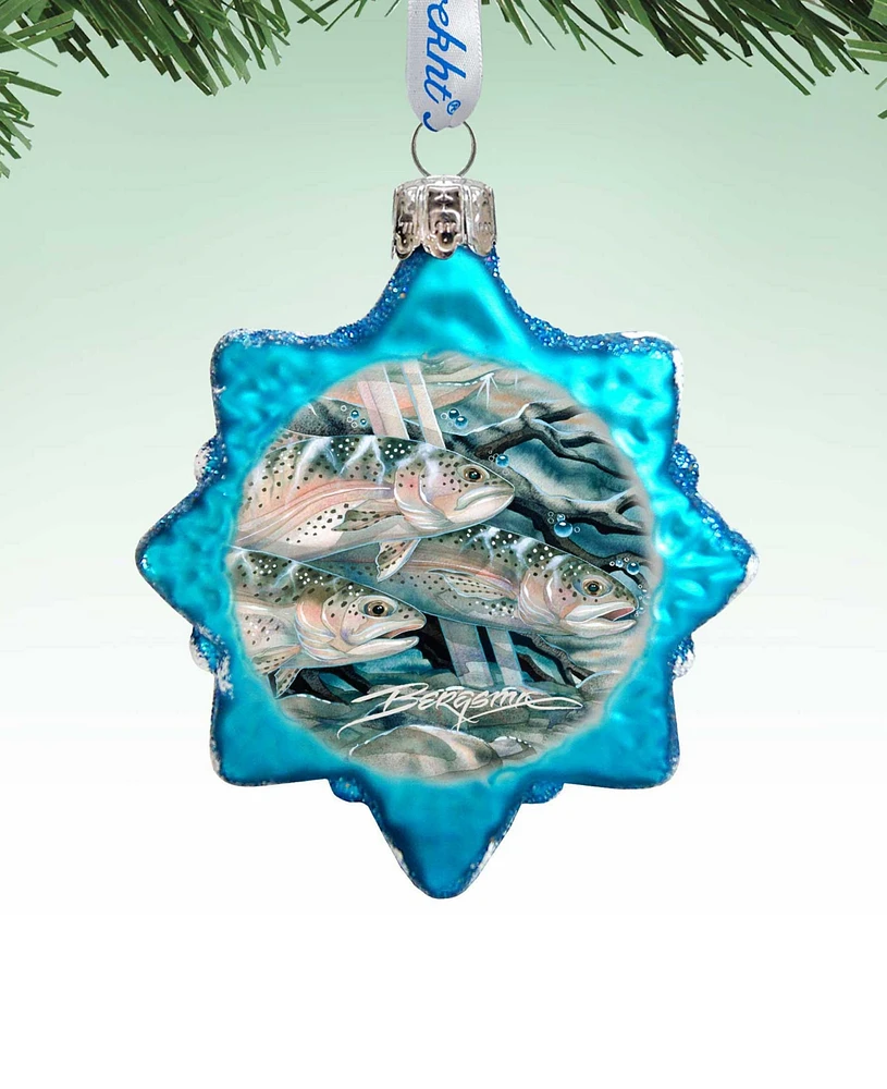 Designocracy Catch the Rainbow Trout Mercury Holiday Ornament