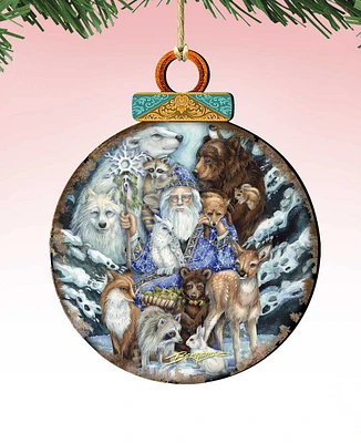 Designocracy Gather In Peace Father Winter Animals Holiday Ornaments, Set of 2