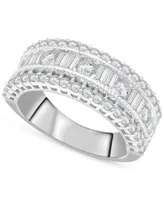 Diamond Round & Baguette Band (1-1/2 ct. t.w.) in 14k White Gold