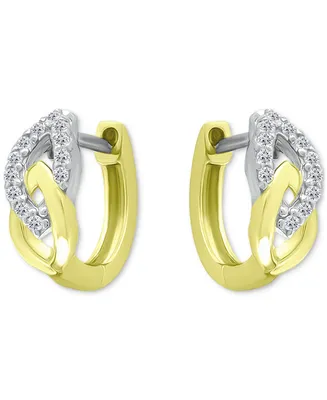 Giani Bernini Cubic Zirconia Link Small Huggie Hoop Earrings, 0.55", Created for Macy's