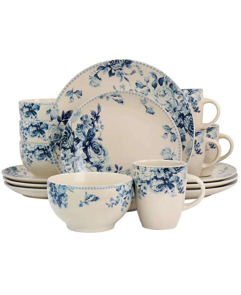 Elama Floral Violet 16 Piece Dinnerware Set, Service for 4