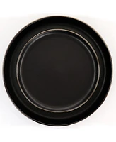 Elama Flat, Raised Rim, Gold-Tone Trim Mateo 16 Piece Stoneware Dinnerware Set, Service for 4