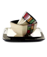 Elama Grace 16 Piece Multicolored Square Stoneware Dinnerware Set, Service for 4 - Multi