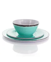 Elama Turquoise 12 Piece Lightweight Melamine Dinnerware Set, Service for 4