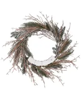 National Tree Company 24" Pre-Lit Snowy Twig Wreath