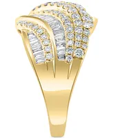 Effy Diamond Baguette & Round Diagonal Multirow Ring (1-5/8 ct. t.w.) in 14k Gold