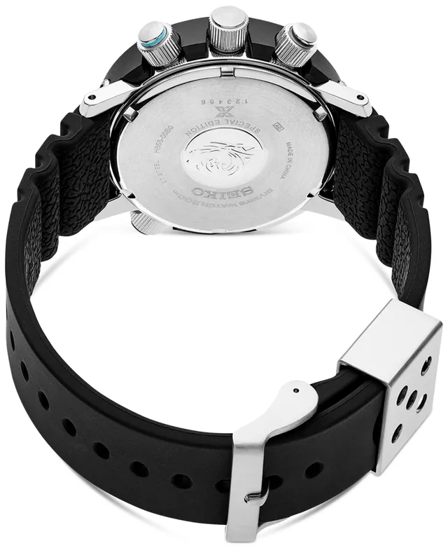 Seiko Men's Solar Analog-Digital Prospex Divers Black Silicone Strap Watch  47.8mm - Macy's