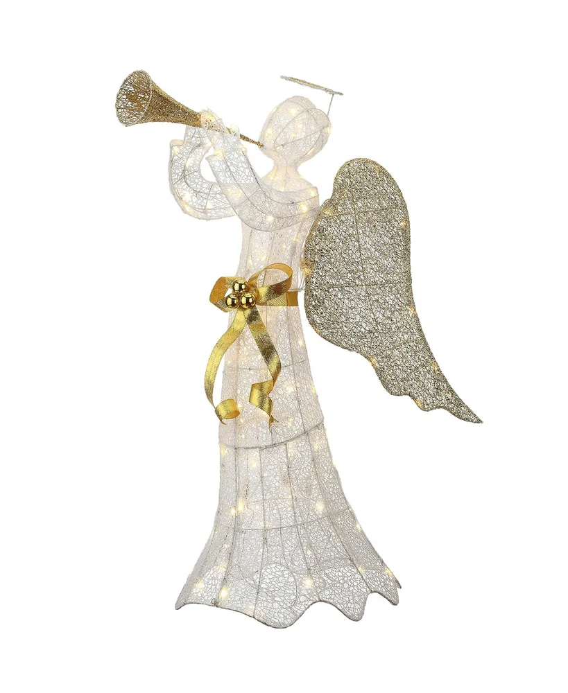 National Tree Company 51" Trumpeting gold-tone and White Angel with Warm White Led Lights